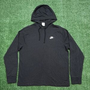 Nike Hoodie T Shirt Size M Black Long Sleeve Swoosh Performance Tee Casual